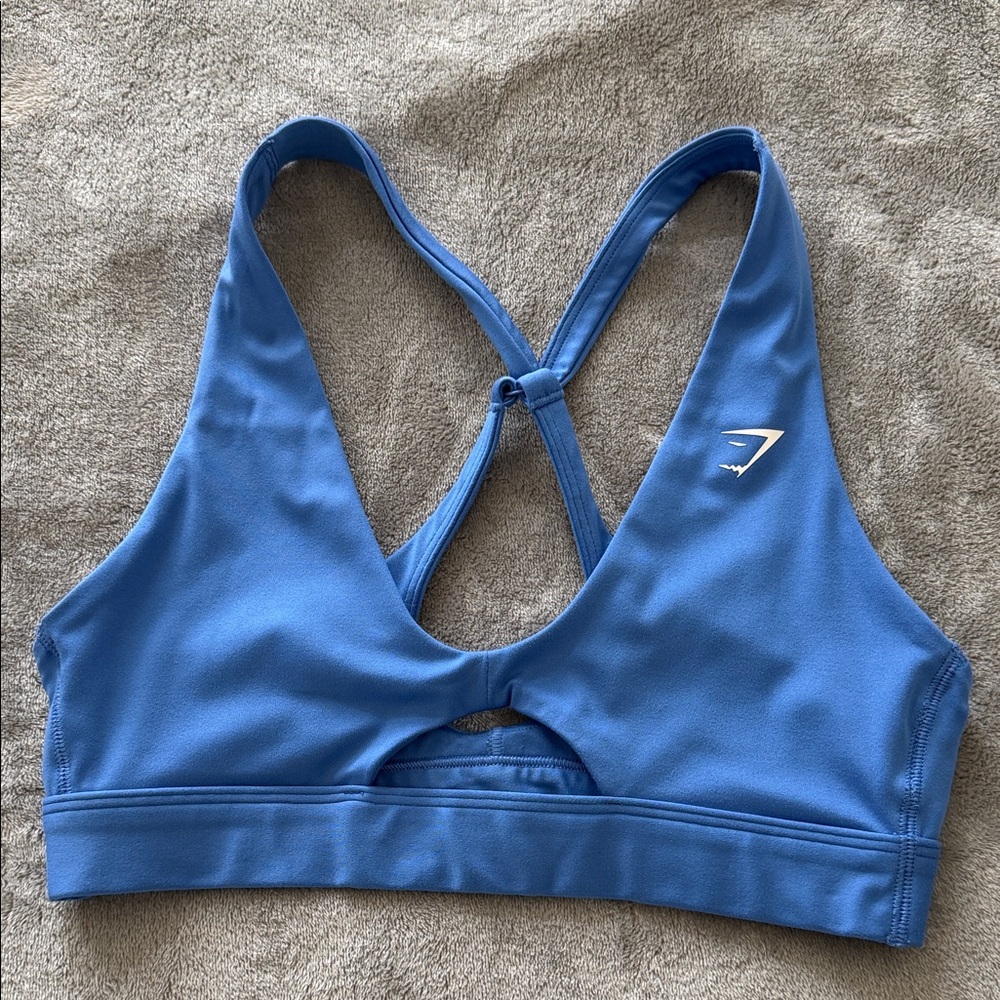 Women Gymshark Blue Racerback Cross-Back Sports Bra size M never